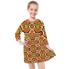 Geometry Shape Retro Trendy Symbol Kids  Quarter Sleeve Shirt Dress by Hannah976