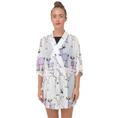 Cute Deers  Half Sleeve Chiffon Kimono by ConteMonfrey