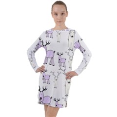 Cute Deers  Long Sleeve Hoodie Dress by ConteMonfrey