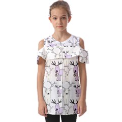 Cute Deers  Fold Over Open Sleeve Top by ConteMonfrey