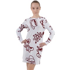 Red And White Christmas Breakfast  Long Sleeve Hoodie Dress by ConteMonfrey