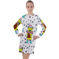 Little Bull Wishes You A Merry Christmas  Long Sleeve Hoodie Dress by ConteMonfrey