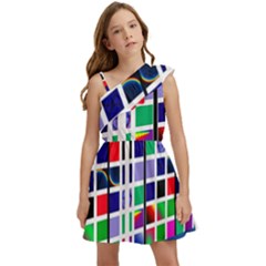 Color Graffiti Pattern Geometric Kids  One Shoulder Party Dress by Hannah976