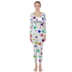 Star Random Background Scattered Long Sleeve Catsuit by Hannah976