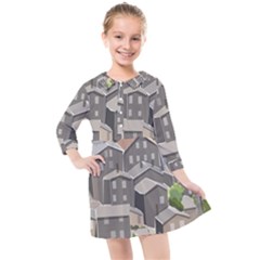 Village Place Portugal Landscape Kids  Quarter Sleeve Shirt Dress by Hannah976