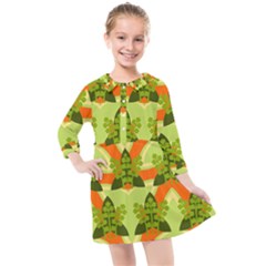 Texture Plant Herbs Herb Green Kids  Quarter Sleeve Shirt Dress by Hannah976