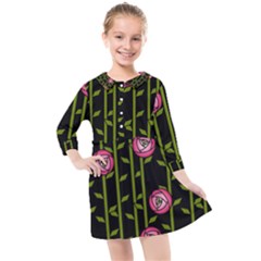 Rose Abstract Rose Garden Kids  Quarter Sleeve Shirt Dress by Hannah976