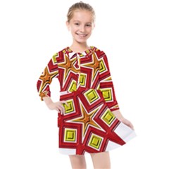 Pattern Tile Decorative Design Star Kids  Quarter Sleeve Shirt Dress by Hannah976