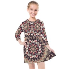 Seamless Pattern Floral Flower Kids  Quarter Sleeve Shirt Dress by Hannah976