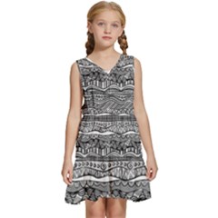 Ethno Seamless Pattern Kids  Sleeveless Tiered Mini Dress by Hannah976