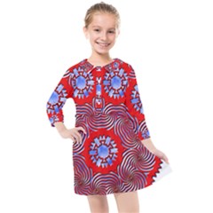 Tile Pattern Background Image Kids  Quarter Sleeve Shirt Dress by Hannah976