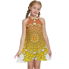 Mandala Background Image Ornament Kids  Halter Collar Waist Tie Chiffon Dress by Hannah976