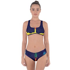 Rocket Halftone Astrology Astronaut Criss Cross Bikini Set by Sarkoni