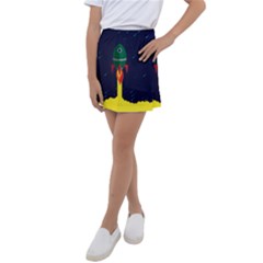 Rocket Halftone Astrology Astronaut Kids  Tennis Skirt by Sarkoni