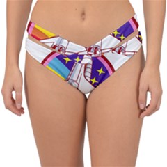 Badge Patch Pink Rainbow Rocket Double Strap Halter Bikini Bottoms by Sarkoni