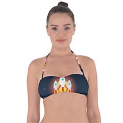 Rocket Take Off Missiles Cosmos Tie Back Bikini Top by Sarkoni