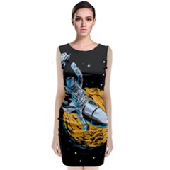 Astronaut Planet Space Science Sleeveless Velvet Midi Dress by Sarkoni