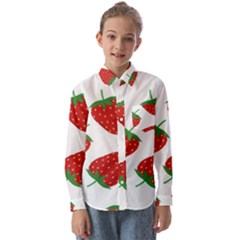 Seamless Pattern Fresh Strawberry Kids  Long Sleeve Shirt by Sarkoni