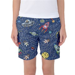 Cat Cosmos Cosmonaut Rocket Women s Basketball Shorts by Grandong