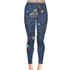 Cat Cosmos Cosmonaut Rocket Inside Out Leggings by Grandong