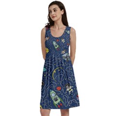 Cat Cosmos Cosmonaut Rocket Classic Skater Dress by Grandong