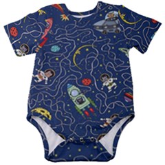 Cat Cosmos Cosmonaut Rocket Baby Short Sleeve Bodysuit by Grandong