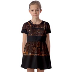 San Fransisco Usa California Water Kids  Short Sleeve Pinafore Style Dress by Grandong