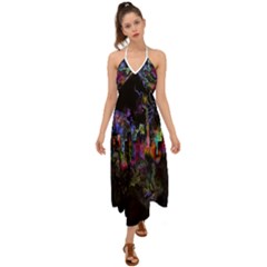 Grunge Paint Splatter Splash Ink Halter Tie Back Dress  by Grandong