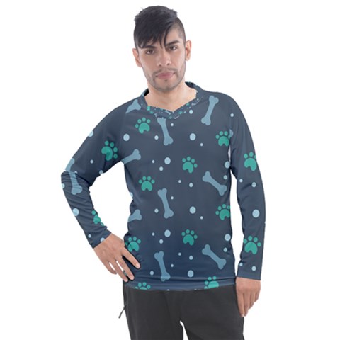 Bons Foot Prints Pattern Background Men s Pique Long Sleeve T-shirt by Grandong