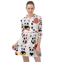 Playing Pandas Cartoons Mini Skater Shirt Dress by Apen