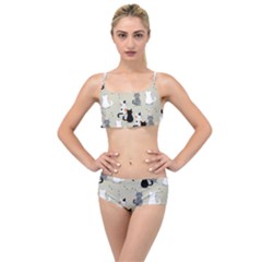 Cute Cat Seamless Pattern Layered Top Bikini Set by Apen