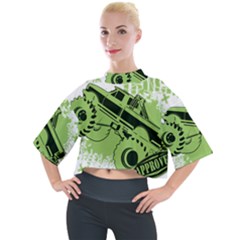 Monster Truck Illustration Green Car Mock Neck T-shirt by Sarkoni