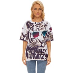 Krazy Katz 3d Tiger Roar Animal Oversized Basic T-shirt by Sarkoni