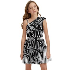 Hip Hop Music Drawing Art Graffiti Kids  One Shoulder Party Dress by Sarkoni