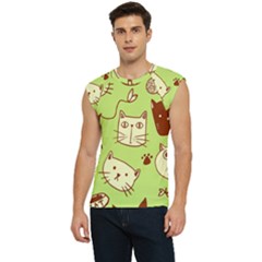 Cute Hand Drawn Cat Seamless Pattern Men s Raglan Cap Sleeve T-shirt by Bedest