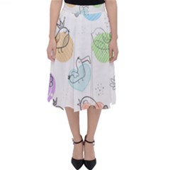 Cartoon Bird Cute Doodle Bird Classic Midi Skirt by Bedest