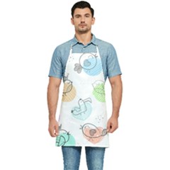 Cartoon Bird Cute Doodle Bird Kitchen Apron by Bedest