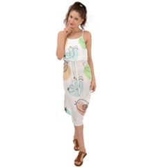 Cartoon Bird Cute Doodle Bird Waist Tie Cover Up Chiffon Dress by Bedest