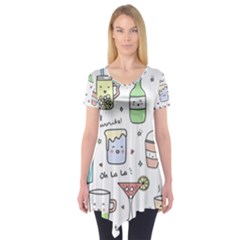 Drinks Cocktails Doodles Coffee Short Sleeve Tunic  by Apen