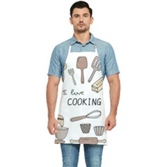 I Love Cooking Baking Utensils Knife Kitchen Apron by Apen