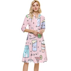 Drink Cocktail Doodle Coffee Classy Knee Length Dress by Apen