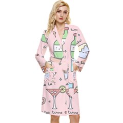 Drink Cocktail Doodle Coffee Long Sleeve Velvet Robe by Apen