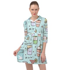 Drinks Cocktails Doodle Coffee Mini Skater Shirt Dress by Apen