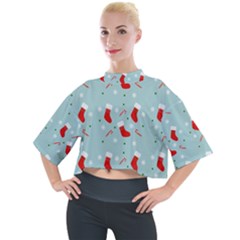 Christmas Pattern Mock Neck T-shirt by Apen