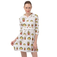 Fries Taco Pattern Fast Food Mini Skater Shirt Dress by Apen