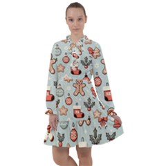 Christmas Cartoon Pattern All Frills Chiffon Dress by Apen