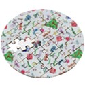 New Year Christmas Winter Pattern Wooden Puzzle Round View3