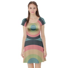 Circles Design Pattern Tile Short Sleeve Skater Dress by Ravend