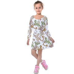 Pattern Design Art Decoration Kids  Long Sleeve Velvet Dress by Ravend