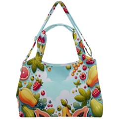 Fruits Sweet Papaya Orange Pattern Double Compartment Shoulder Bag by Ravend